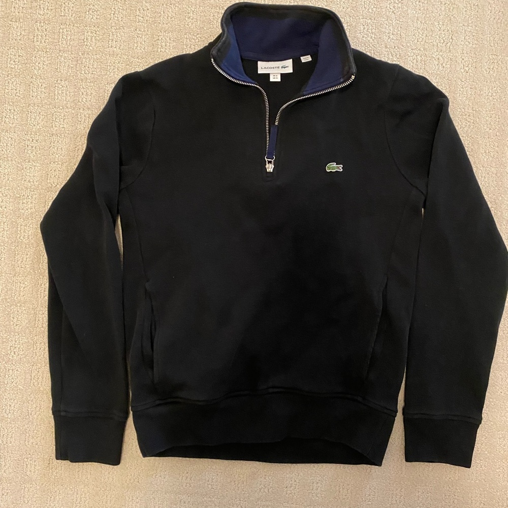 Mens Lacoste half zip cotton sweater